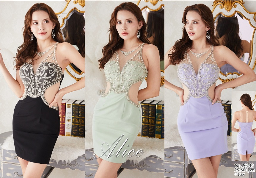 S-XLサイズあり【Alice/アリス】 ビーズ刺繍/ ノースリーブ/ カット