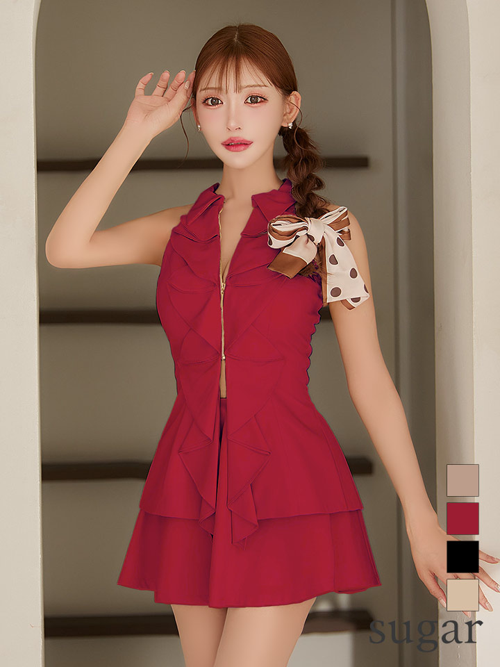 XSサイズあり【ROBE de FLEURS/ローブドフルール】フロントラッフル