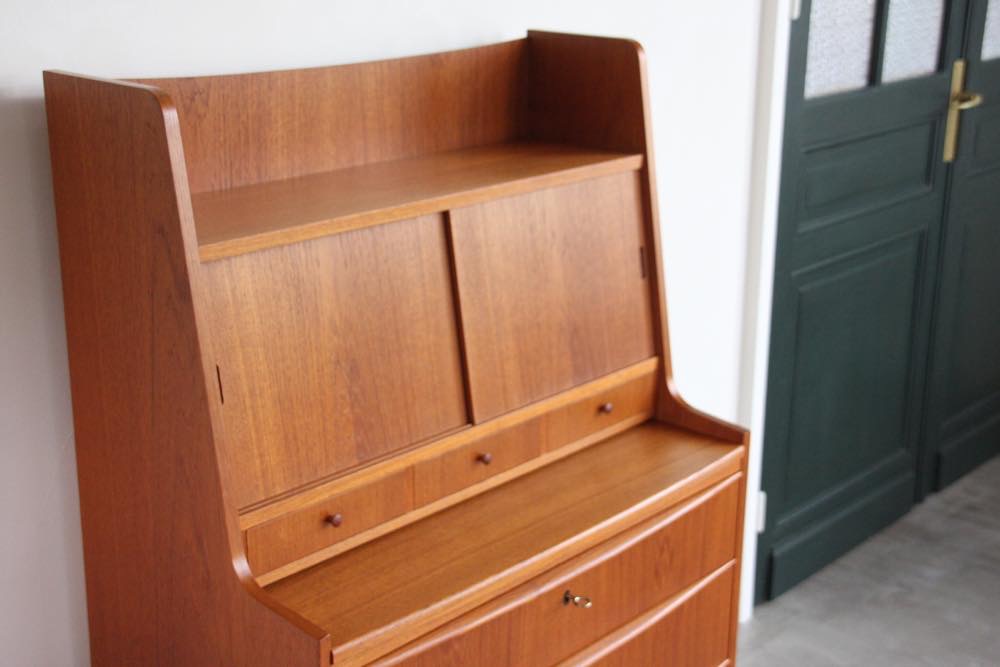 北欧ビンテージ家具/デンマーク製 チークライティングビューロー 3段