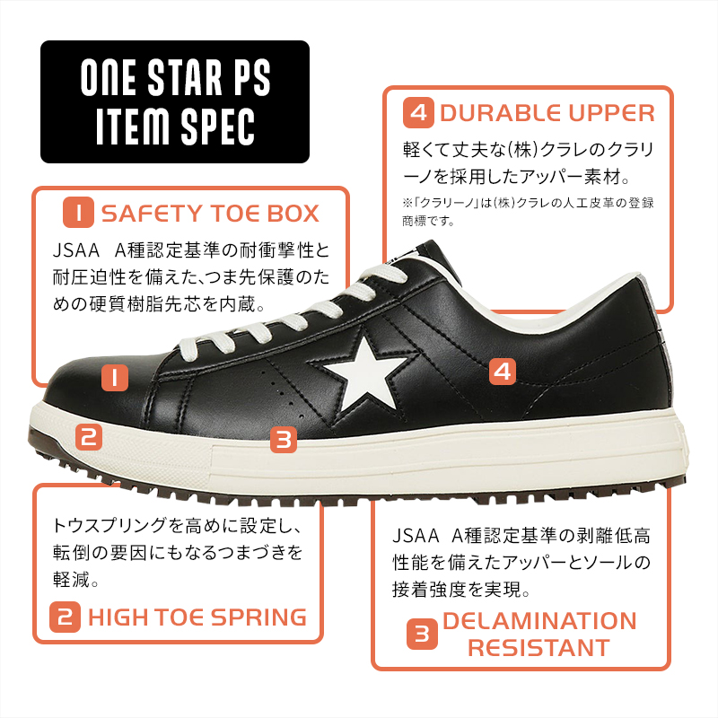 安全靴 （先芯あり） 紐 ローカット 喜多CONVERSE os-ps【サンワーク本店】