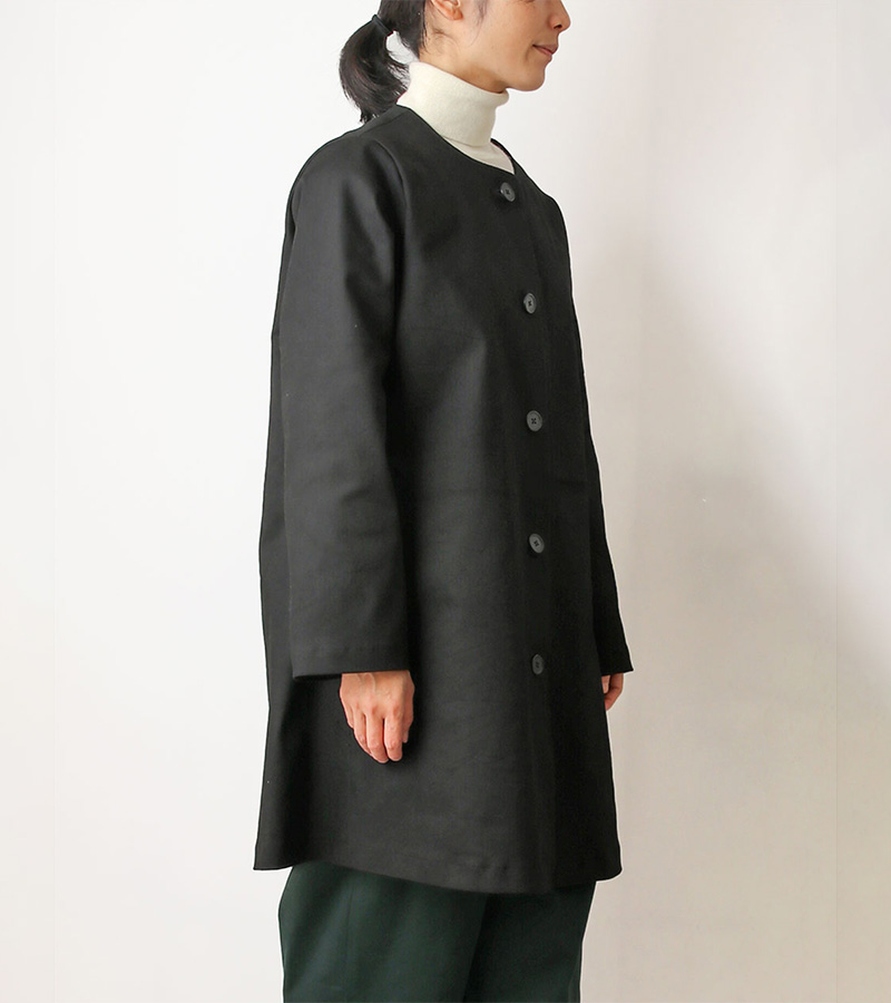 実物大型紙【No.644】ノーカラーのすっきりラウンドネックコート(SML