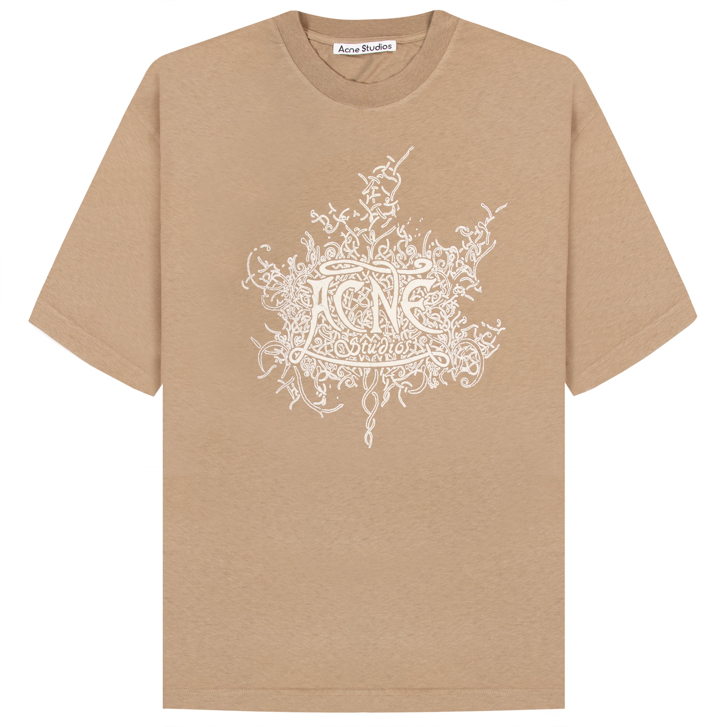 Acne Studios Glow In The Dark Logo T-Shirt Dark Beige – Pockets