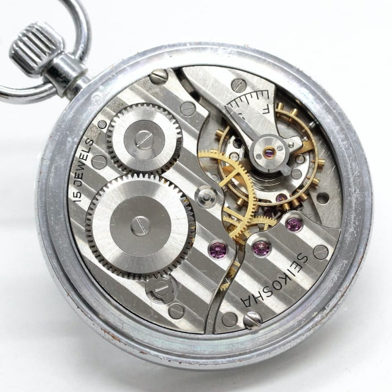 昭和41年の19セイコー鉄道時計/15石/秒針止め機能/絶版時計