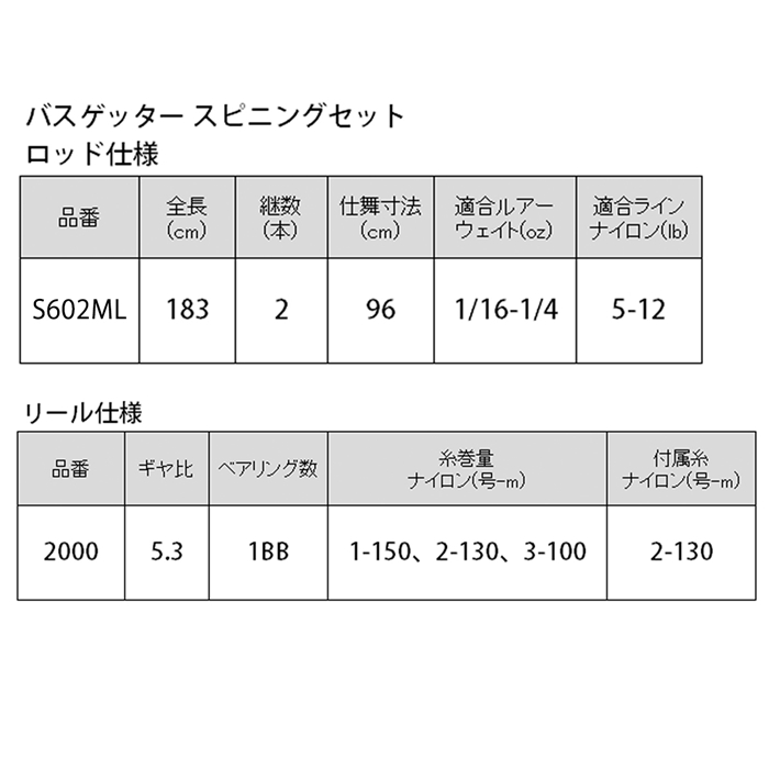 バス釣り セット 6.0フィート スピニングリール付き 釣り竿 - 釣具の