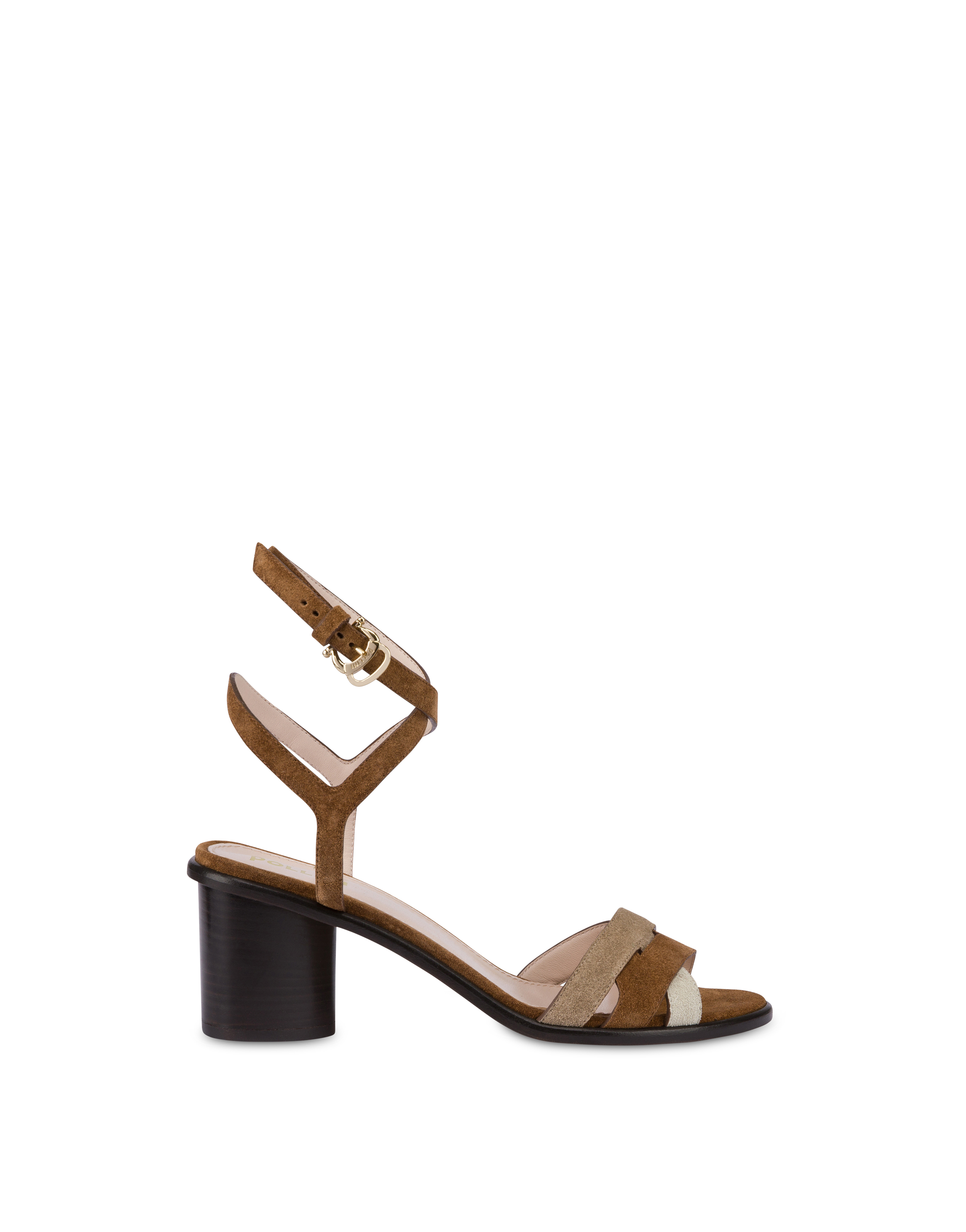 Intersection Tri-color Split Leather Sandals Moka | Pollini