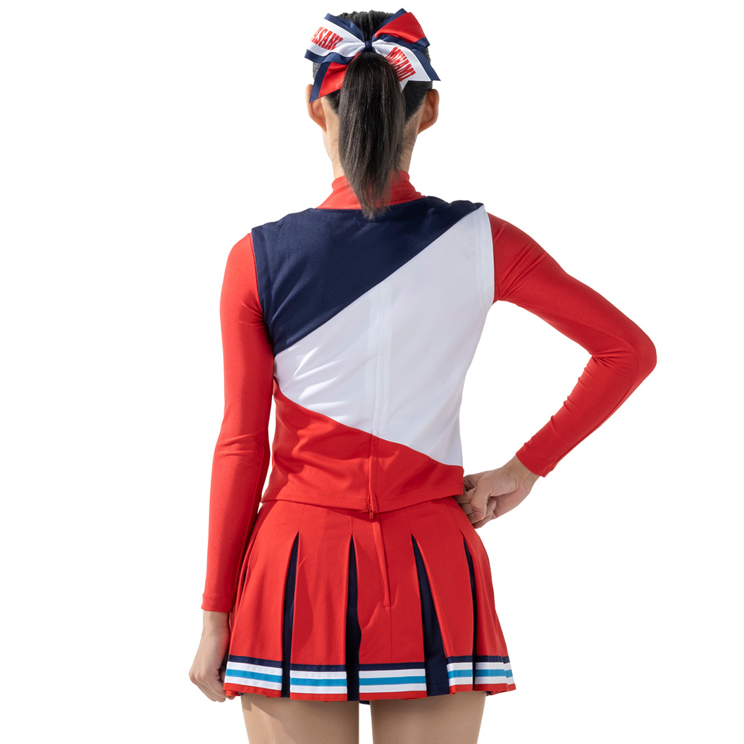 赤 ストライプ チアリーディングスカート Mサイズ ポムシェ チア