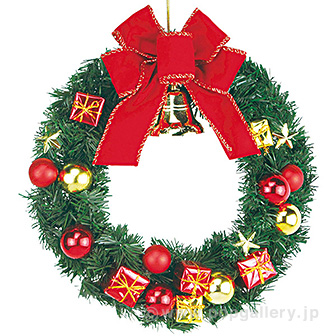 25cmレッドリボンリース: 季節装飾・造花｜販促物・販促通販の【POP