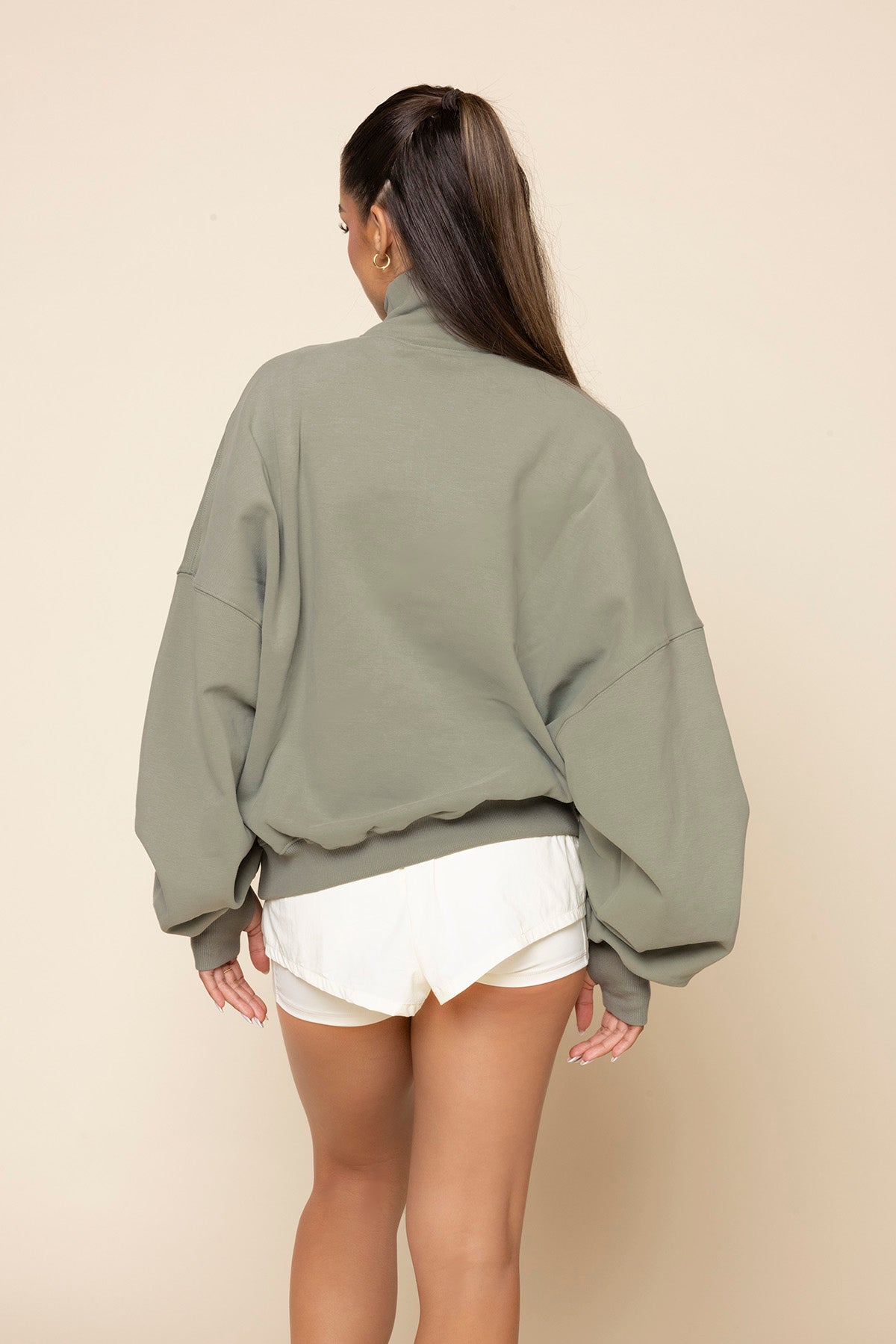 Ooey Gooey Half Zip Sweater - Light Sage – POPFLEX®