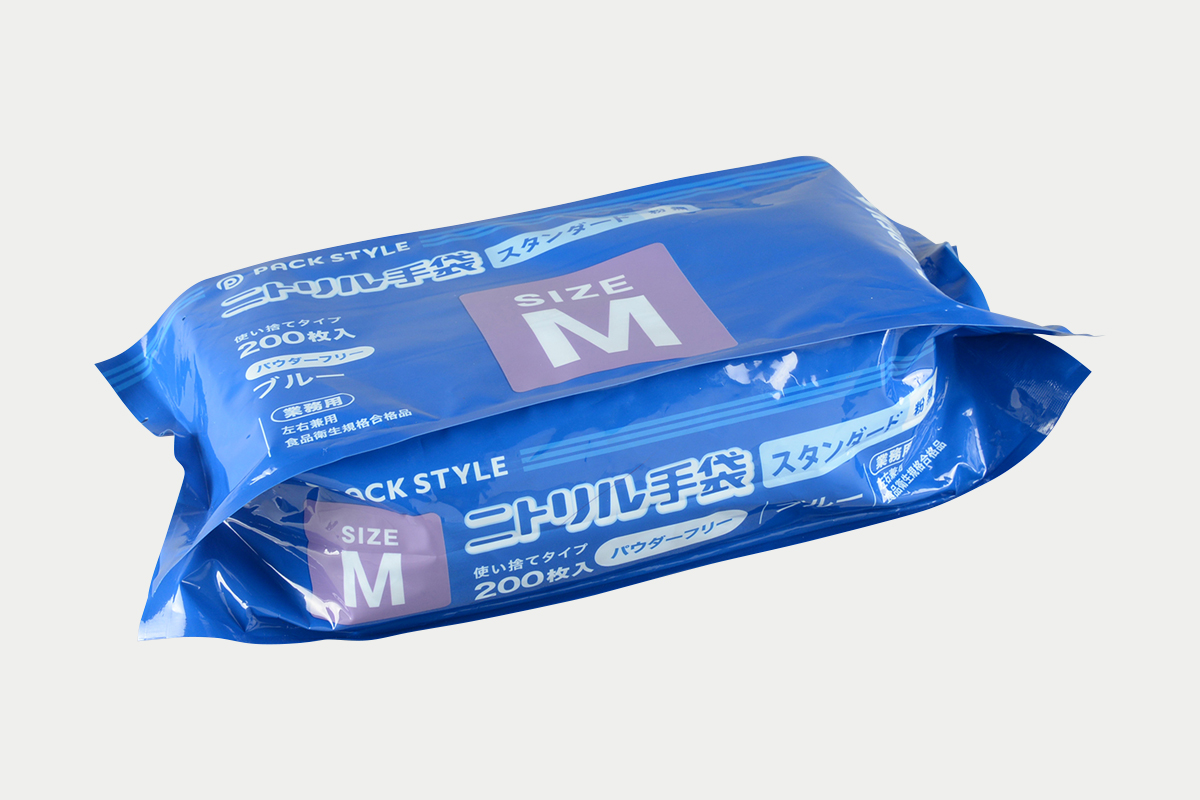 ニトリルスタンダード袋入 青M 粉無 | パックスタイル