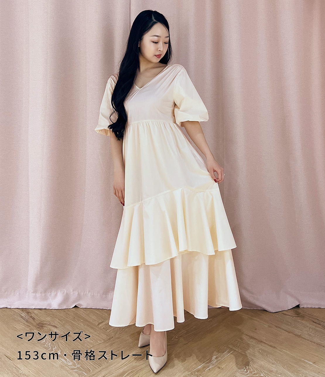 バックリボンイレヘムワンピ(ワンサイズ アイボリー): PEACH JOHN