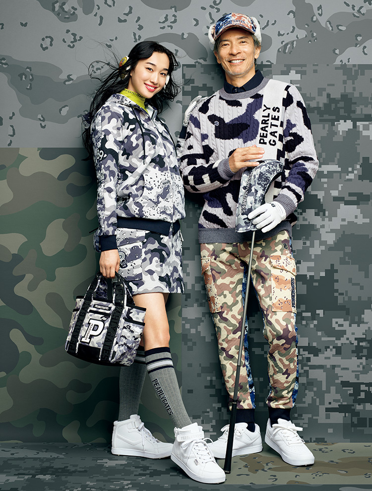 新作 パーリーゲイツ ダウン 迷彩 フード カモ ゴルフウェア ジップ