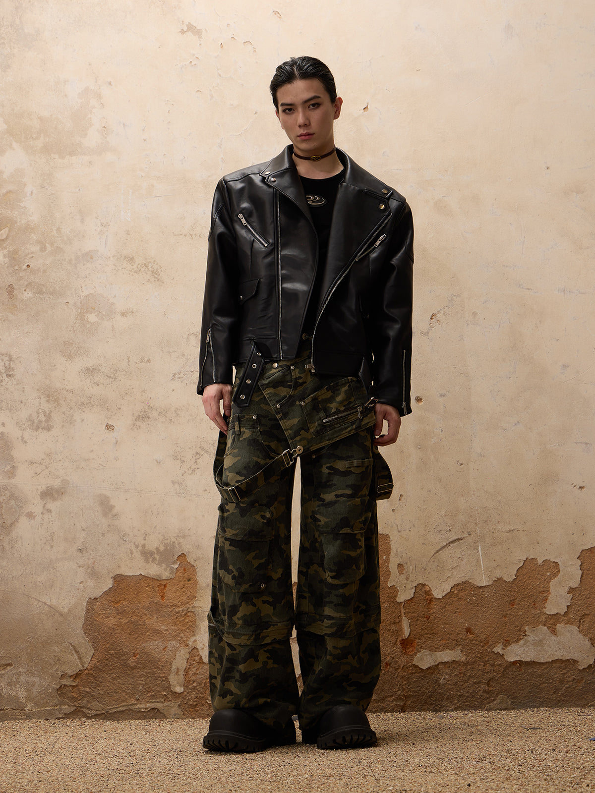 パーソンソウル レーシング フェイクレザー ジャケット - personsoul