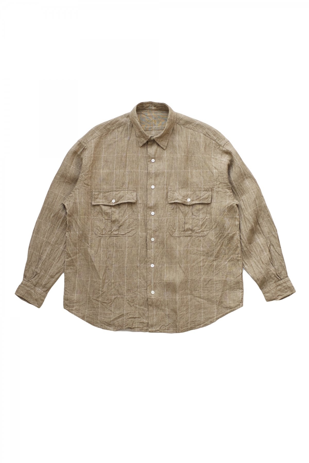 Porter Classic - ROLL UP LINEN CHECK SHIRT - GOLD – PHAETON