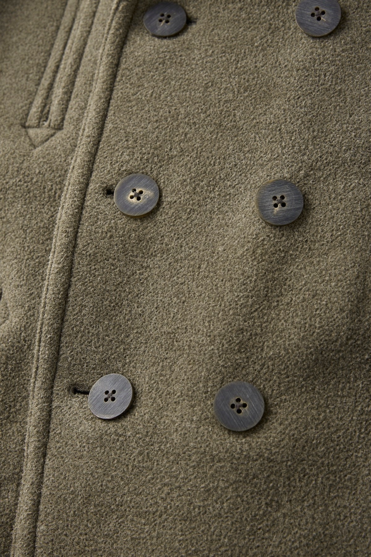 ○OLD JOE - DOUBLE-BREASTED MARINE COAT - OLIVE STONE – PHAETON
