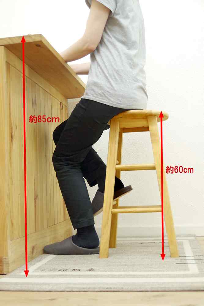 座面高60cmカントリースツール｜木製カウンターチェア｜パインファクトリー