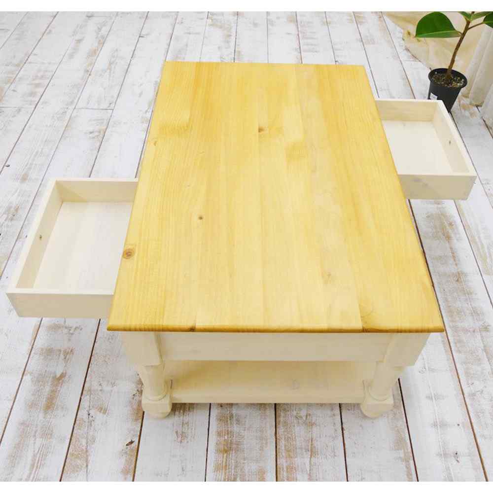 フレンチカントリーローテーブル｜カントリーソファテーブル白｜パイン