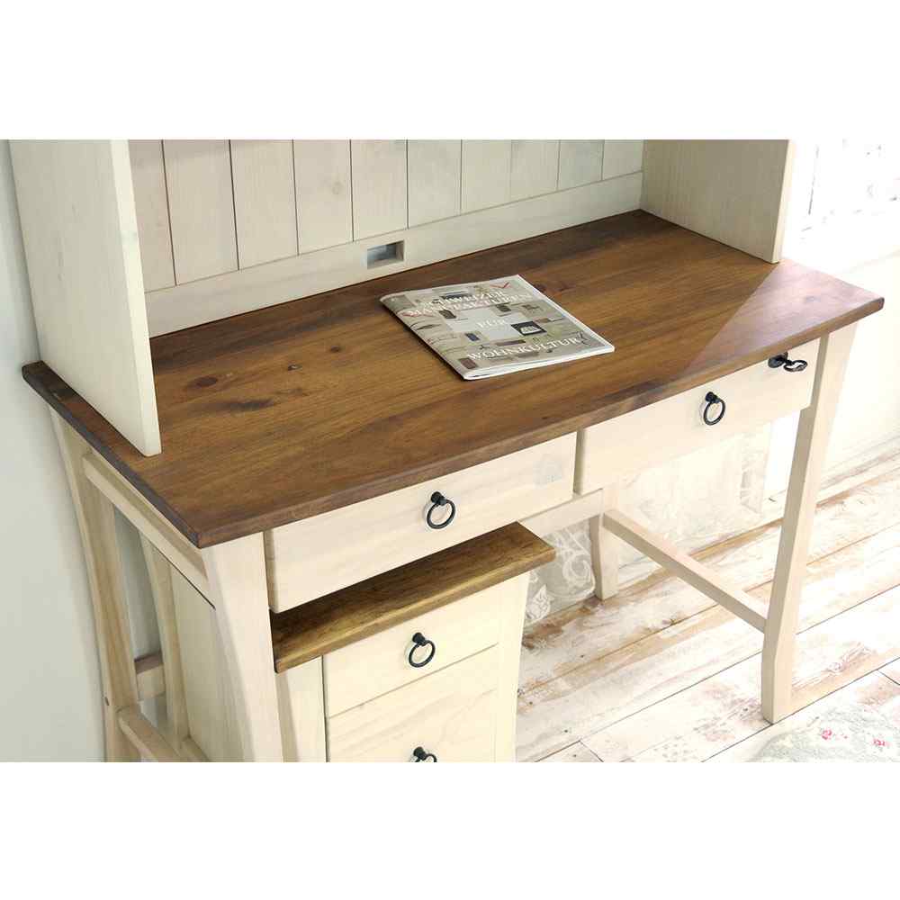 フレンチデスクセット｜フレンチシャビー学習机｜本棚付｜パイン