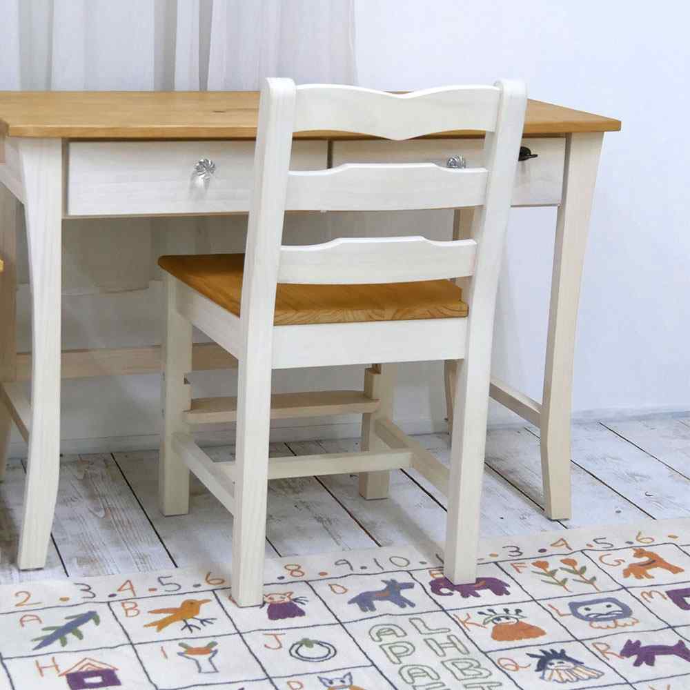 フレンチカントリー学習椅子｜背もたれ85cm｜白｜パインファクトリー