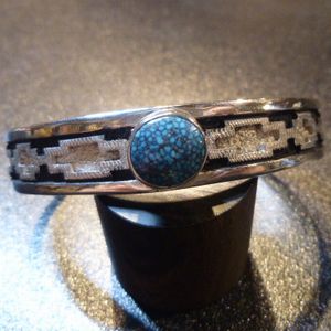 ナバホ Dan・Jackson ダン・ジャクソン ラグ柄オーバレイ バングル