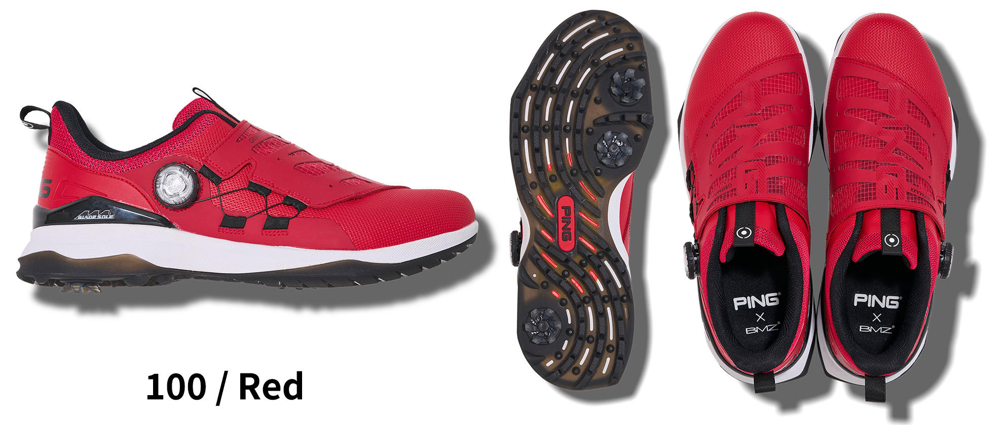 美品!! 25cm PING Xゴルフシューズ レッド ダイヤル式 PING GOLF SHOES