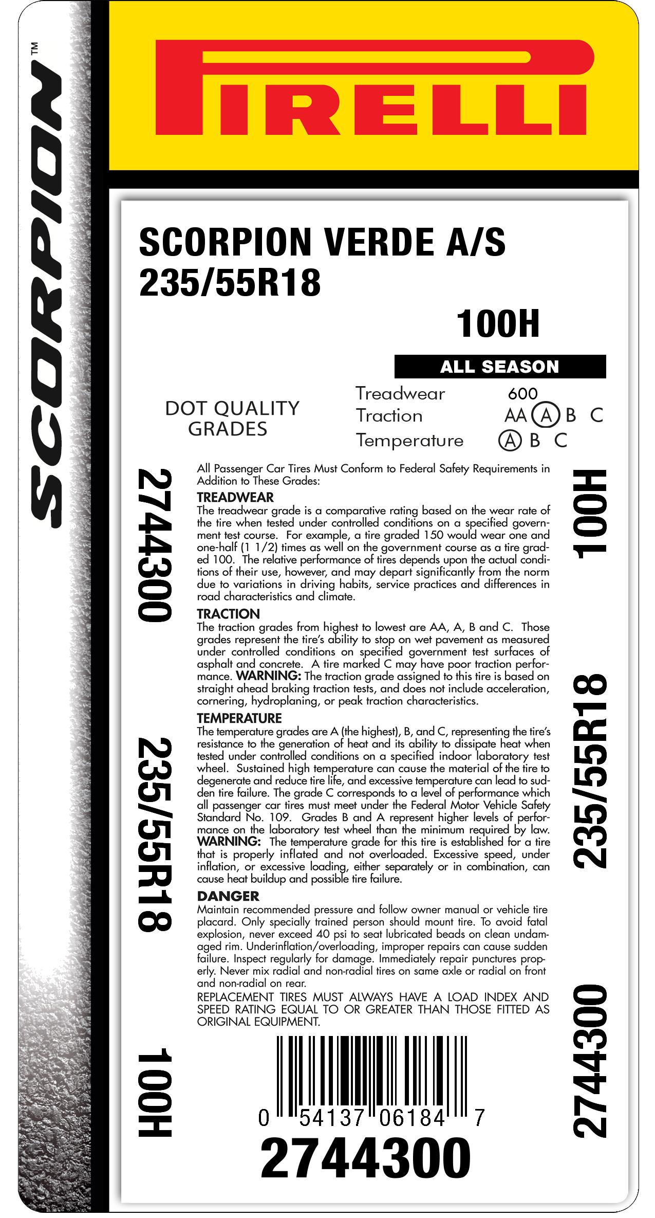 235/55r18 104T tire | Pirelli