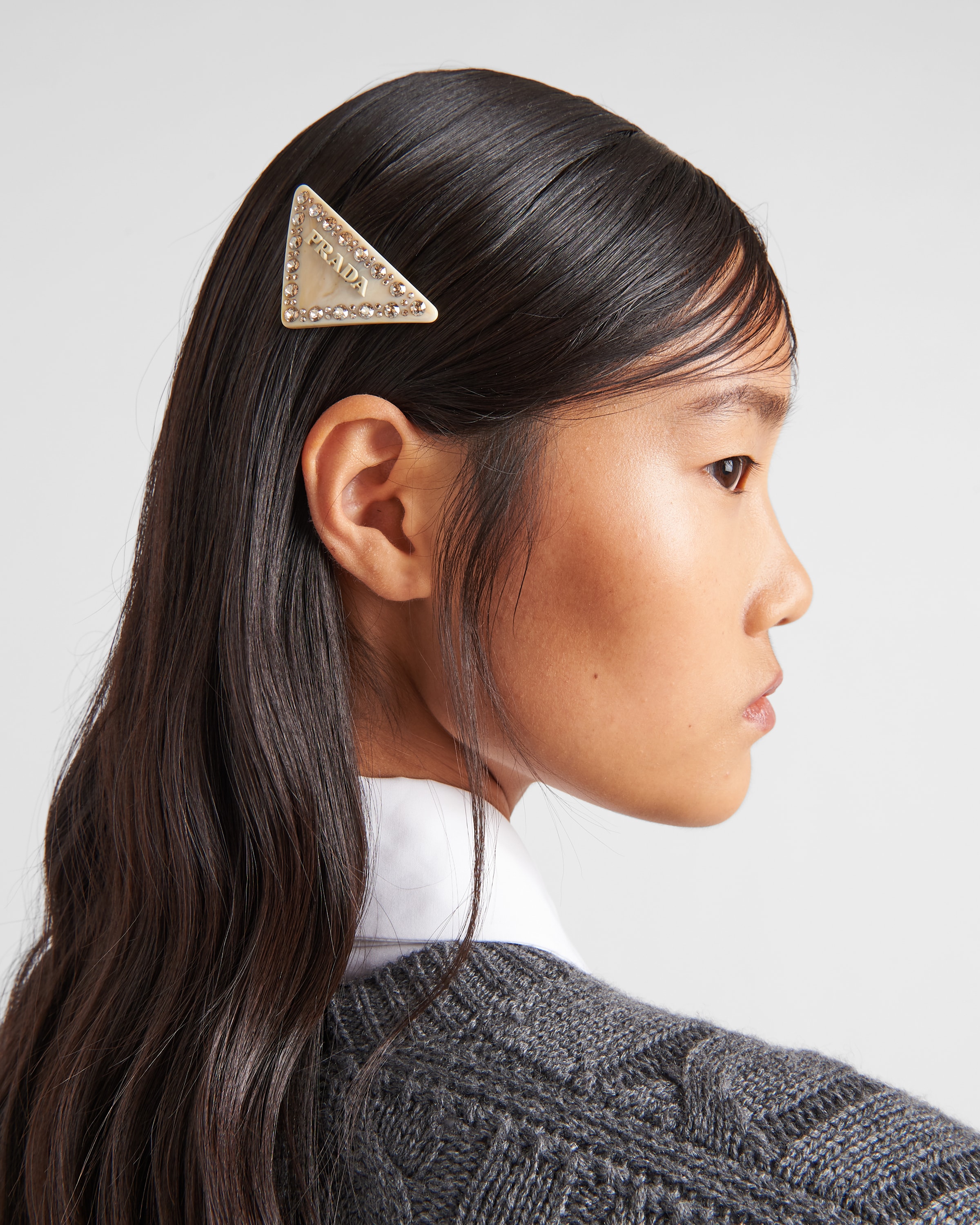 アイボリー プレキシガラス ヘアクリップ | PRADA