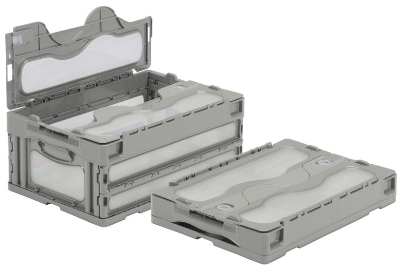 透明窓付き折りたたみコンテナ マドコン C-30B (蓋付き) 三甲株式会社