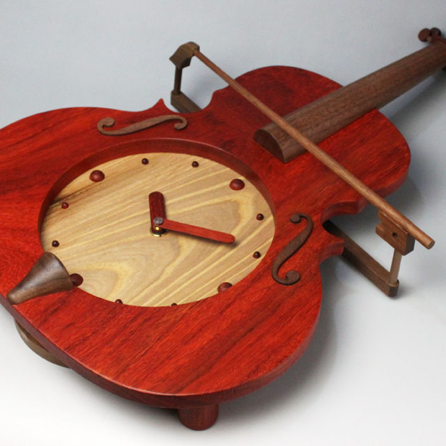 銘木 ヴァイオリン 振り子時計 パドック ＆ ウォールナット 音楽雑貨