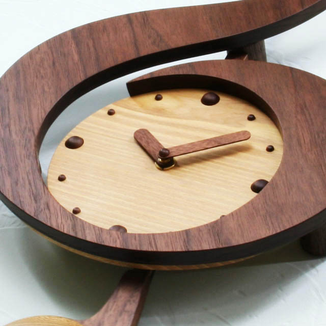 銘木 ト音記号 振り子時計 ウォルナット [Slim] 音楽雑貨