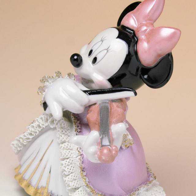 Disney ヴァイオリンを弾くミニー レース人形オルゴール 音楽雑貨