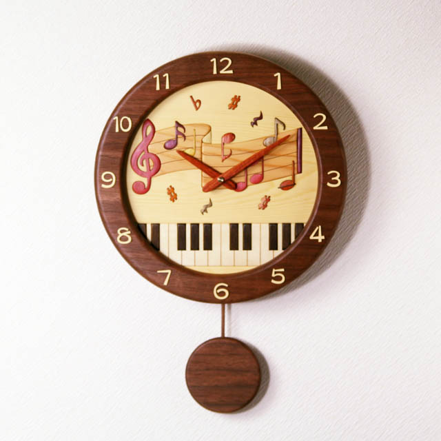 寄木象嵌 音楽 振り子時計 ☆ 音楽雑貨・アクセサリー専門店