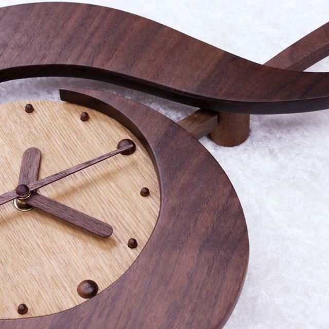 当年分完売 / 2026年製作予定】銘木 ト音記号 振り子時計 ウォルナット