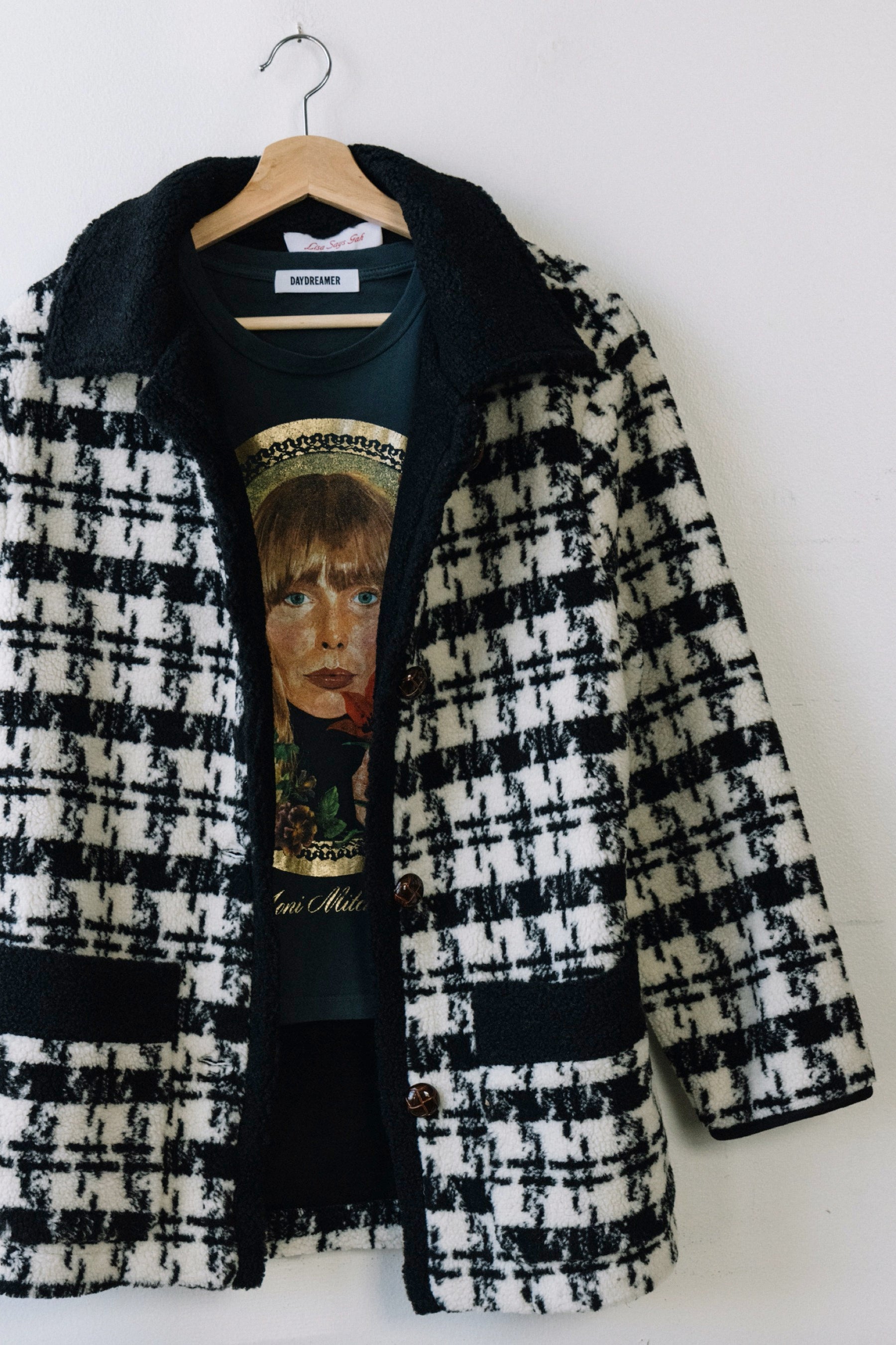 Black Houndstooth Monique Sherpa Jacket – Prism Boutique