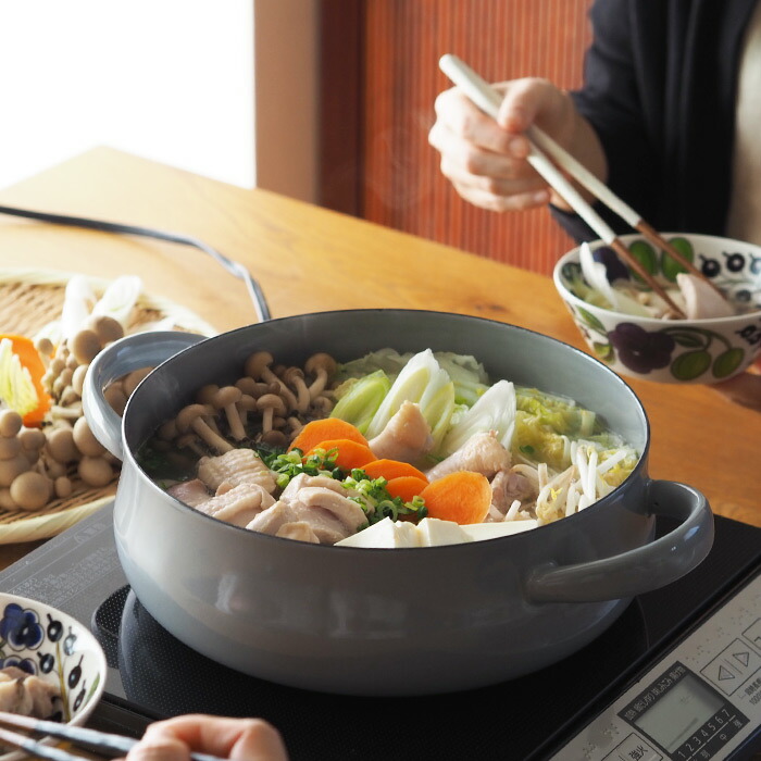 野田琺瑯×天一印 LUKE（ルーク） 浅型キャセロール 25cm グレー | 食器