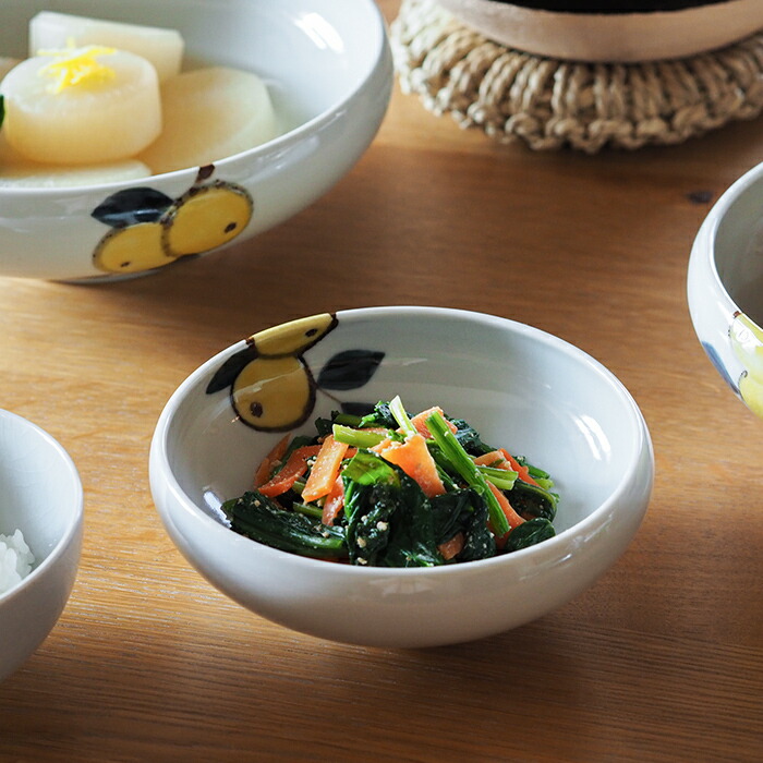 徳永遊心窯 色絵 みかん 4.5寸鉢 | 食器と料理道具の専門店「プロ