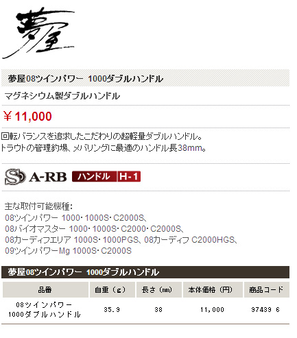 リールパーツ ～夢屋～/ハンドル/ノブ/キャップ ～夢屋～/【ツイン