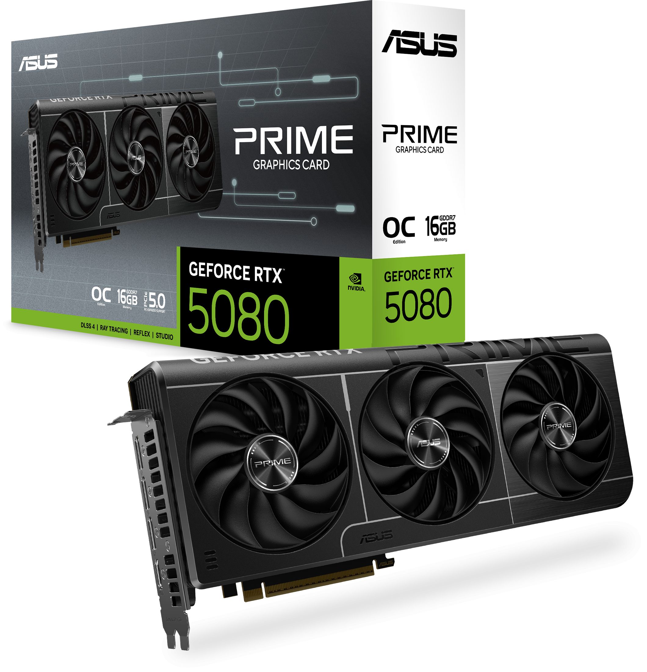 GeForce RTX 5080 PRIME OC 16GB GDDR7 Semi-fanless Graphics Card