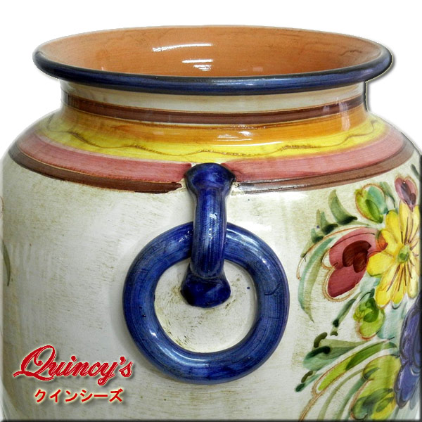 3942】イタリア製 陶器傘立て マヨリカ焼 花柄 - クインシーズ