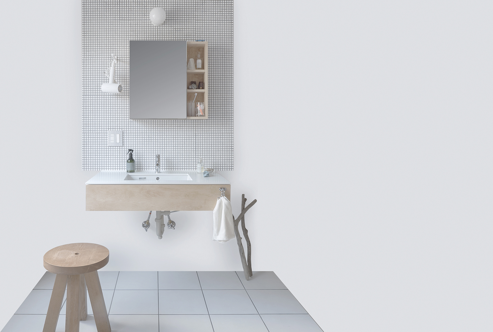 棚付きボックスミラー バーチ | KB-AC018-05-G141 | ミラー | 洗面