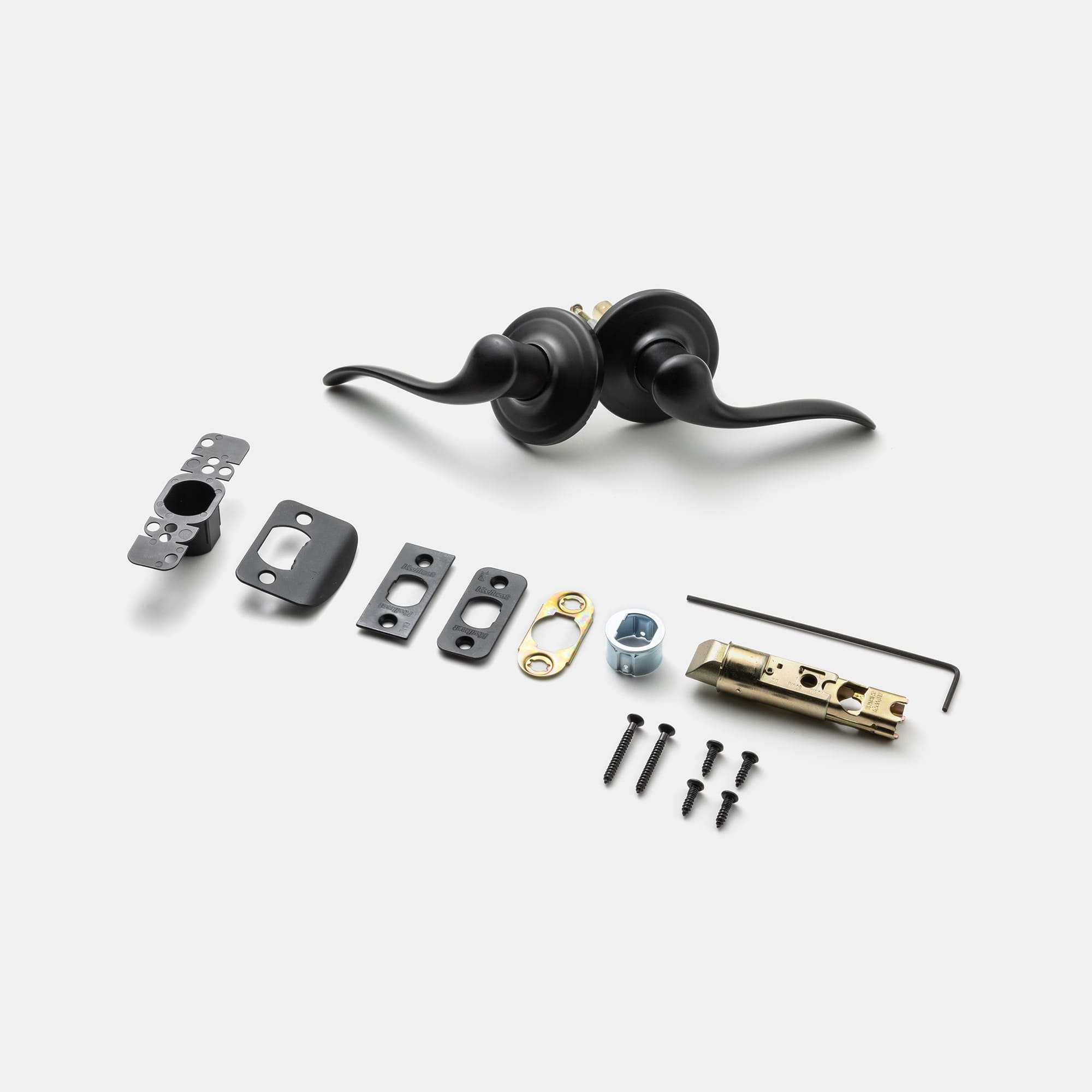 空錠ドアパーツ ウェーブハンドル マットブラック 空錠 | PS-HD020-04