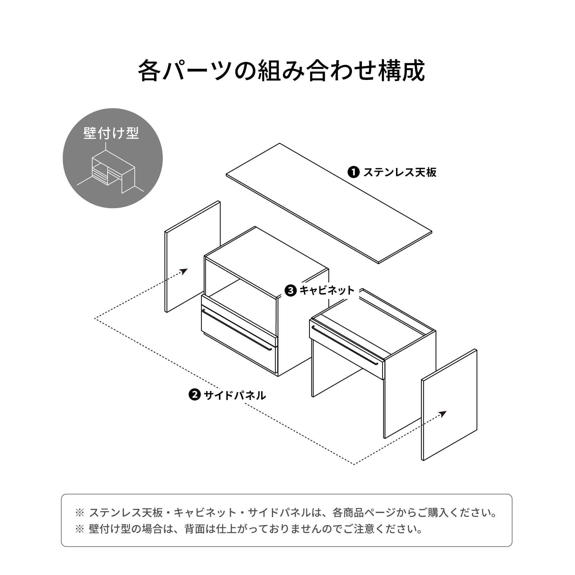 木製キッチンカウンター サイドパネル | KB-KC023-18-G183 | キッチン