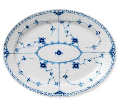 ブルーフルーテッド ハーフレース オーバル ディッシュ 36.5cm