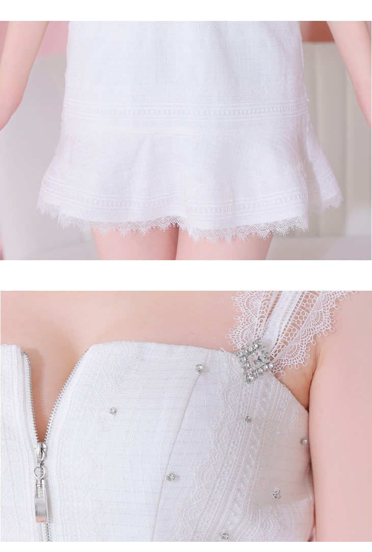 XSサイズあり】肩レース×ウエストビジューフレアミニキャバドレス(fm3425)