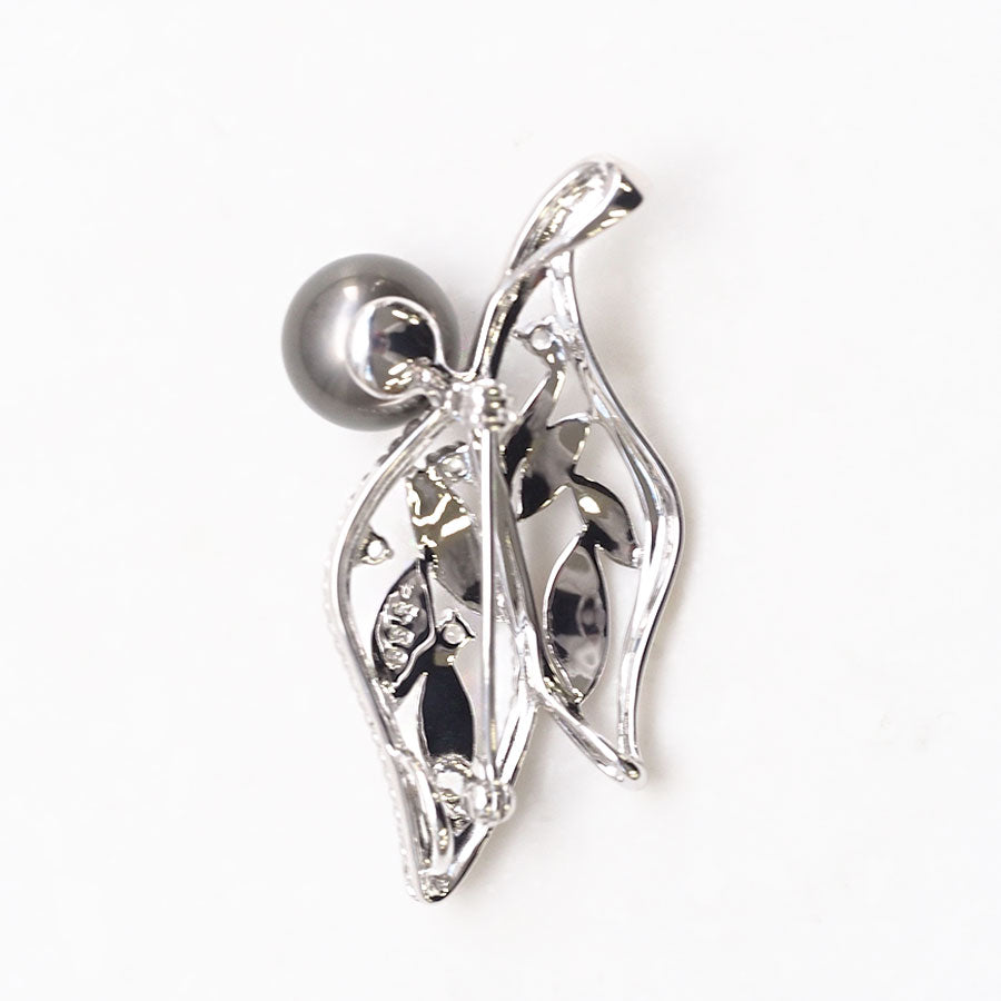 SV黒蝶真珠のフォーマルリーフブローチペンダント – 碌山ショップ