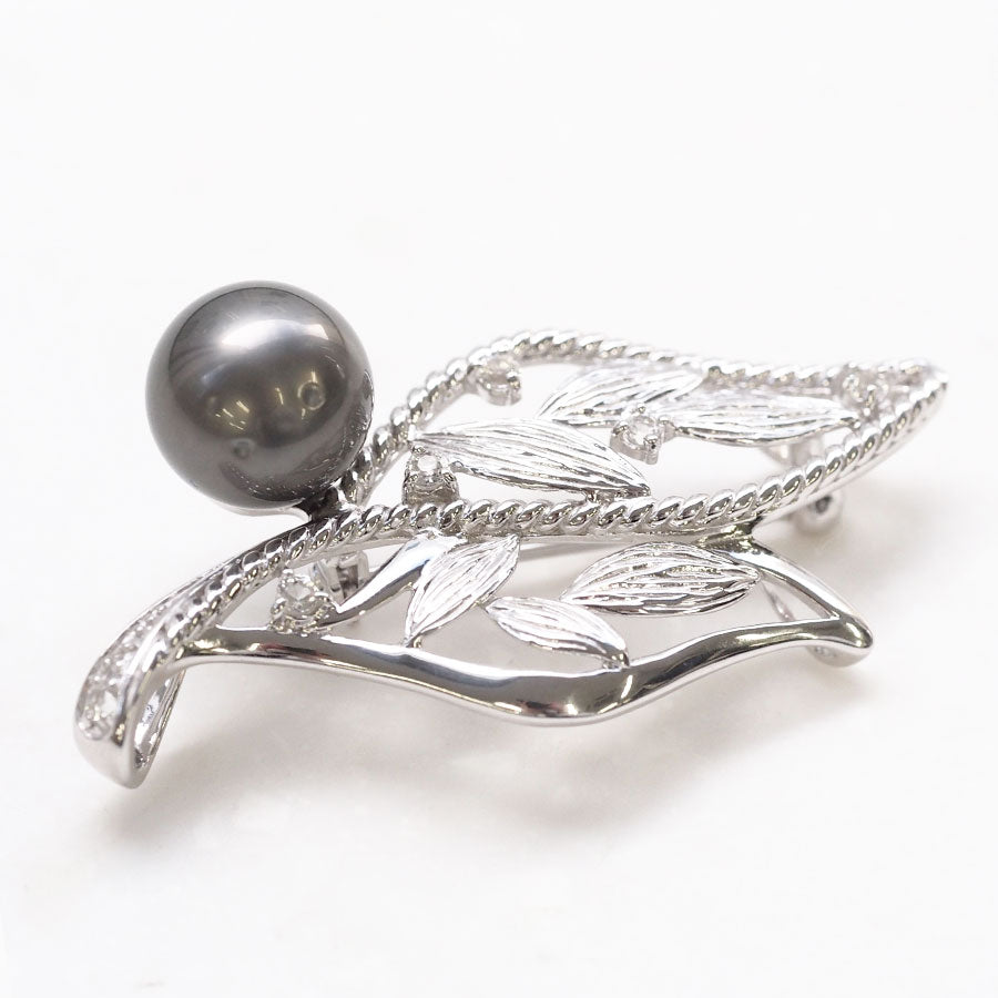 SV黒蝶真珠のフォーマルリーフブローチペンダント – 碌山ショップ