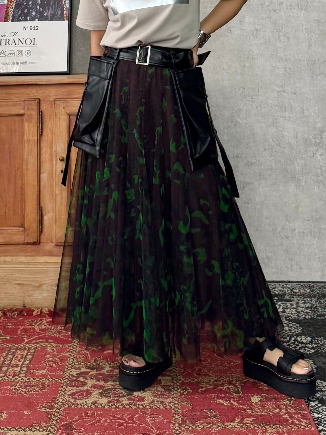 TRANOI - レオパードチュールスカート ブラウン | ravii ONLINE STORE