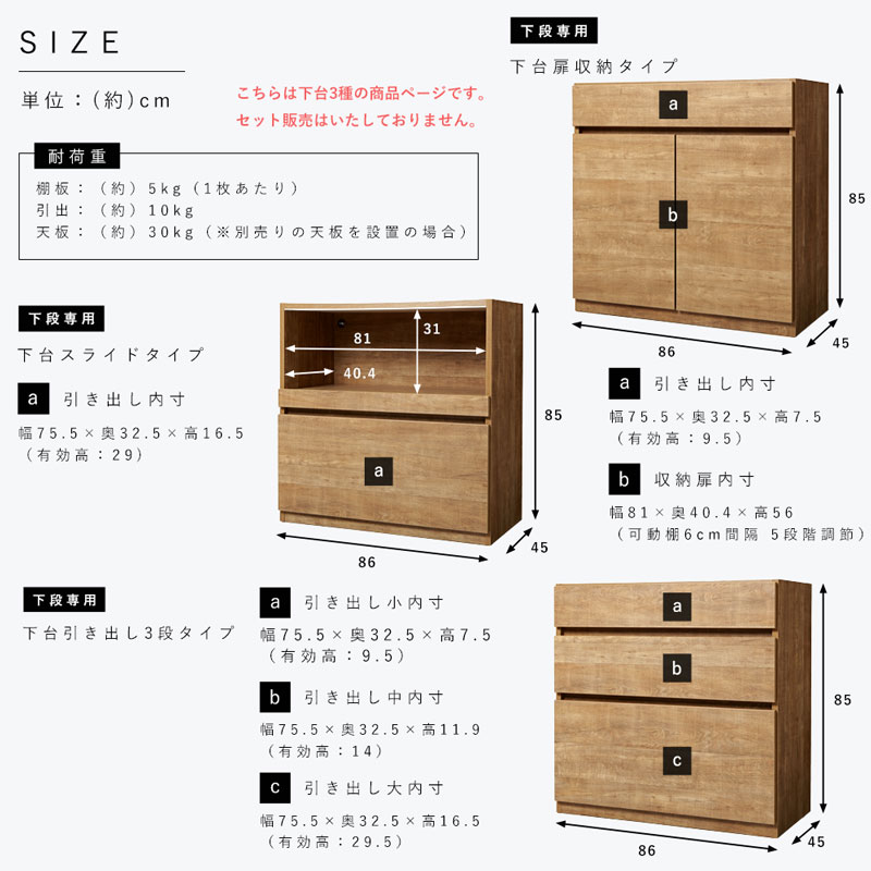 国産 ユニット キッチン収納 キューブ 下台 幅86cmタイプ｜ユニット