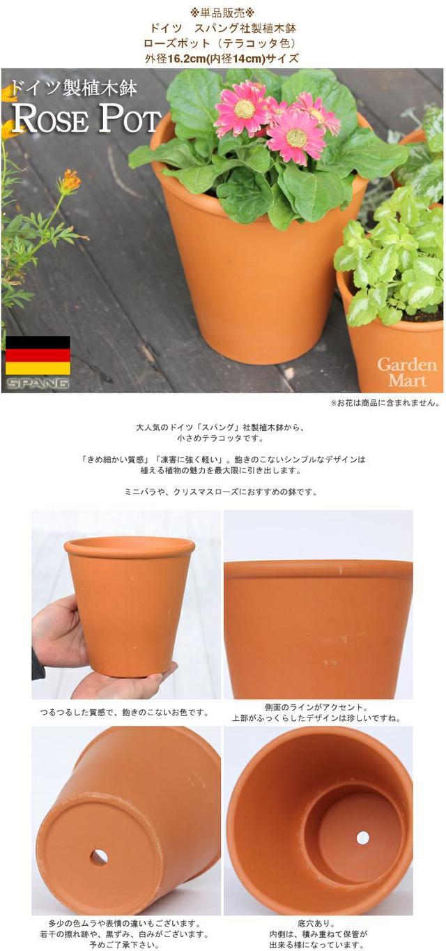 楽天市場】ドイツ製 テラコッタ 植木鉢 シンプル ローズポット 外径