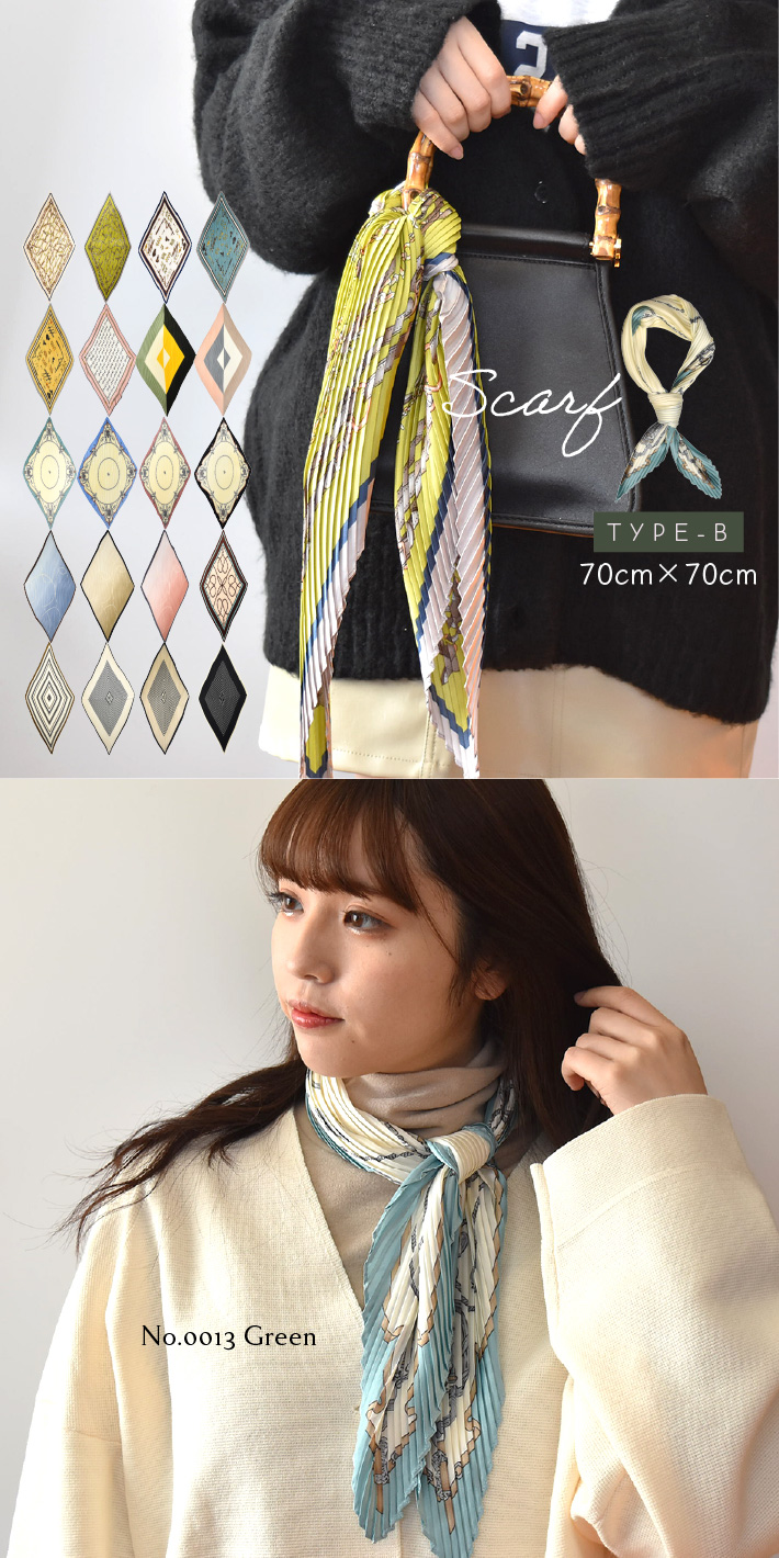 楽天市場】プリーツ スカーフ 70cm B レディース ストール