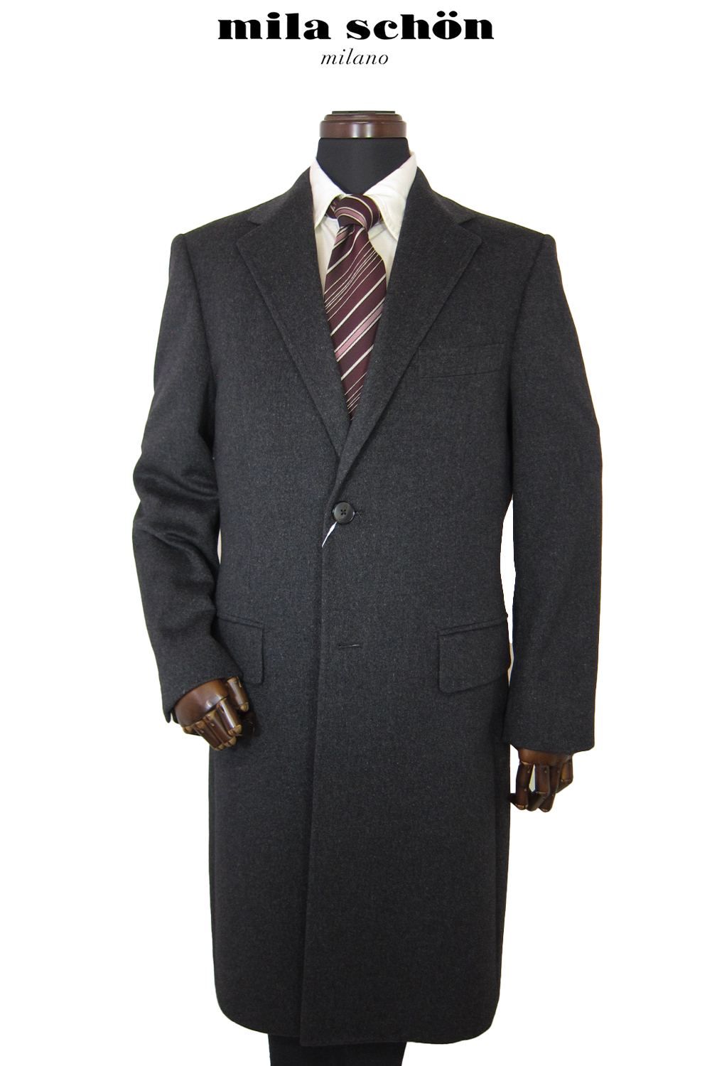 ミラショーン mila schon ダークグレー カシミヤチェスターコート